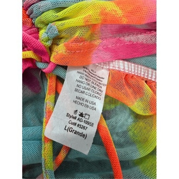 Bodycon Tie Dye Off Shoulder Mini Dress Size L Rainbow Mardi Gras - Picture 16 of 16